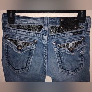 Miss me light blue jeans for girls Y2K bootcut flare pants 2000s with rhinestone